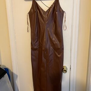 Fashion Nova Brown Leather Dress